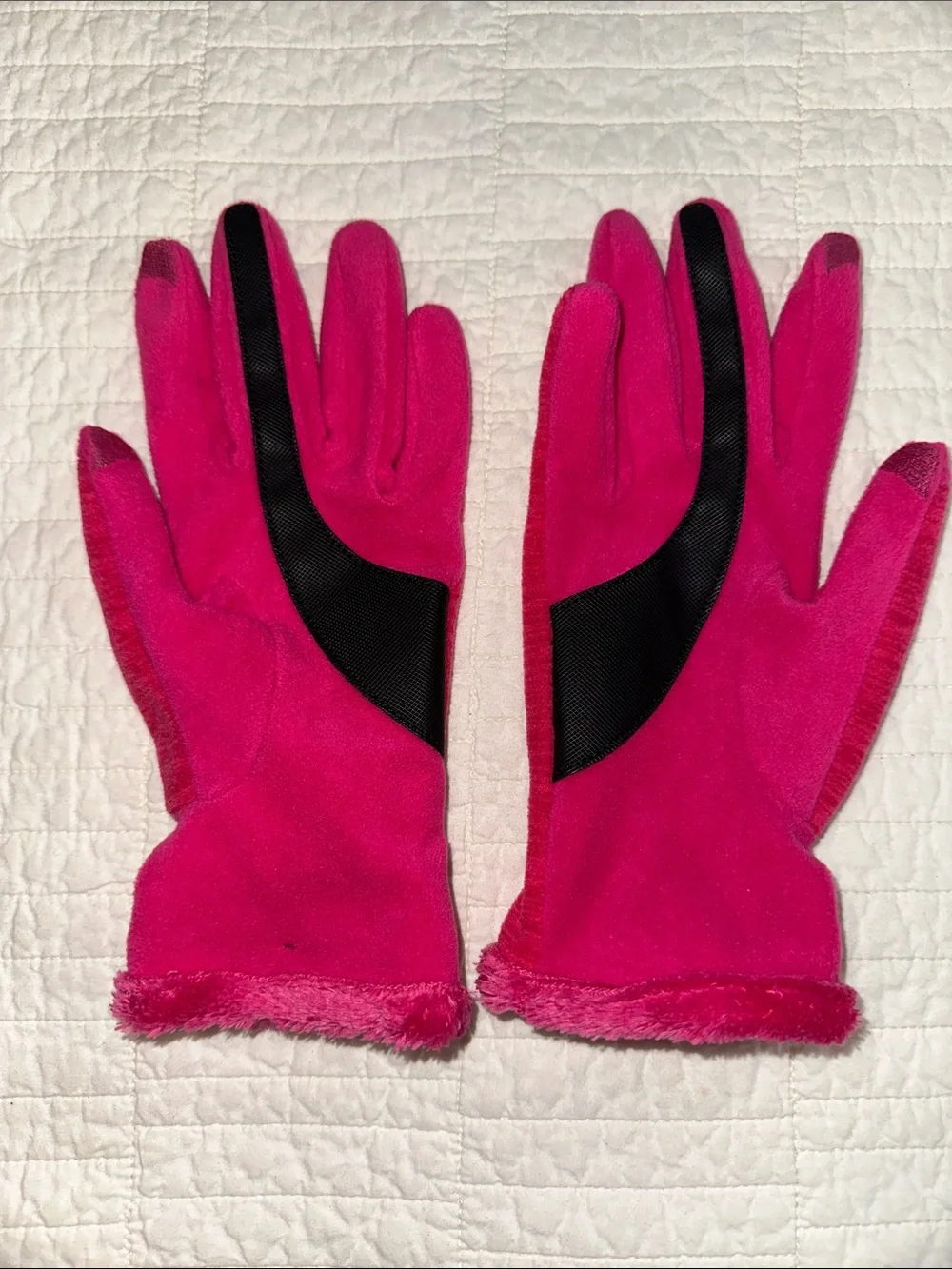 Women’s Fuchsia Driving Gloves Barbie Pink Tech Finger Tip Touchscreen